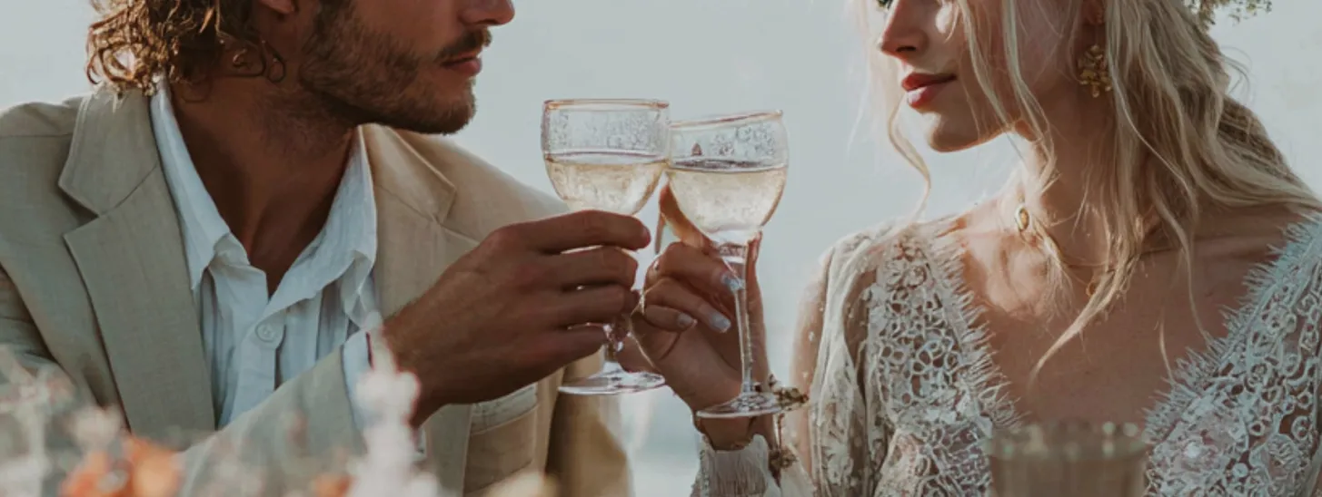 Wedding couple toasting